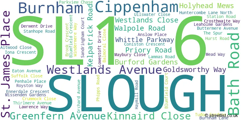 A word cloud for the SL1 6 postcode